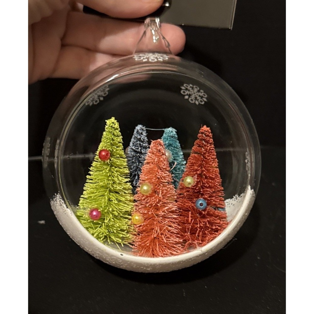 Robert Stanley Colorful Trees Snow Scene Globe Christmas Ornament Tree Retro NEW